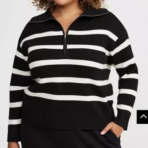 Black and White Striped Women's Sweater